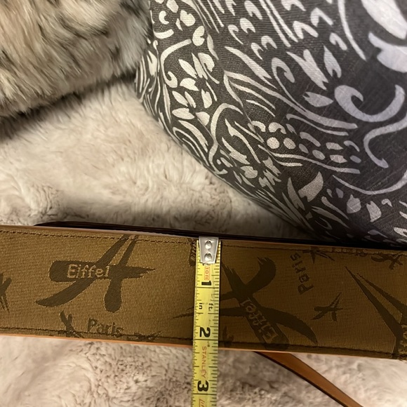 La Tour Eiffel Paris Two Tone Leather Shoulder Bag Purse - Picture 8 of 11